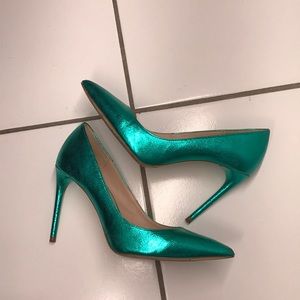 metallic green heels